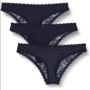 Iris & Lilly Women's Microfiber and Lace Brazilian Underwear, Pack of 3-XS